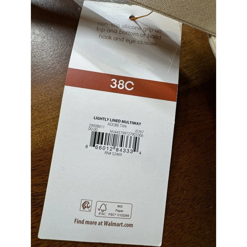 Joyspun Balconette Multiway Bra 38C Adobe Tan Lightly Lined Strapless - NWT